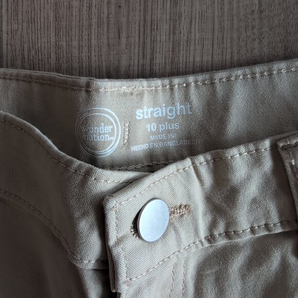 Wonder Nation Girls Straight Adjustable Waist Beige Jeans Size 10 Plus - Picture 2 of 5